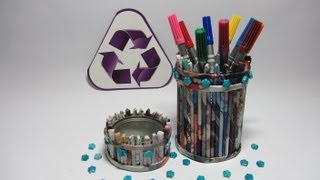 Cómo hacer un porta lápices con revistas Pencil holder [upl. by Buckie]