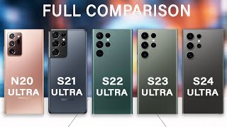 Samsung S24 Ultra Vs S23 Ultra Vs S22 Ultra Vs S21 Ultra Vs Note20 Ultra Full Review in 2024 [upl. by Aitas]