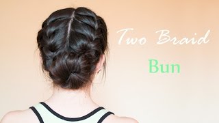 Two French Braid Bun Hair Tutorial  hairdo for everyday and special occasion  JM [upl. by Ehcsrop]