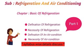 Basic Of Refrigeration And Air Conditioning  Part 1 Bangla Tutorial [upl. by Jaycee]