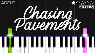 Adele  Chasing Pavements  SLOW EASY Piano Tutorial [upl. by Arakat]