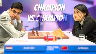 Incredible Fight Between Two Champions  Ju Wenjun vs Anish Giri  Tata Steel 2024 [upl. by Osmond]