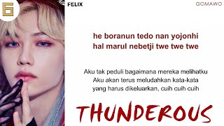 Stray Kids  Thunderous EASY LYRICSINDO SUB by GOMAWO [upl. by Eelynnhoj542]