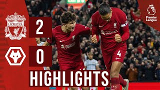 HIGHLIGHTS Liverpool 20 Wolves  van Dijk amp Salah goals seal win over Wolves [upl. by Aysan]