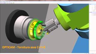OPTICAM  Lavorazione con Tornio assi CYB [upl. by Lochner814]