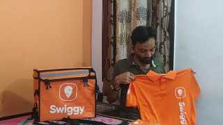 Swiggy Parcel Bag amp Tshirt NowBut How I Work With Swiggy Without Bike [upl. by Ahsenar]