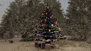 Weihnachtsmann mit Rentierschlitten Weihnachtsbaum Geschenken Wald Winterlandschaft als 3D Animation [upl. by Amitaf]