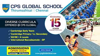 2024 Admissions Open  CPS Global School Thirumazhisai Chennai for KG to Grade 12  23 secs [upl. by Wil20]