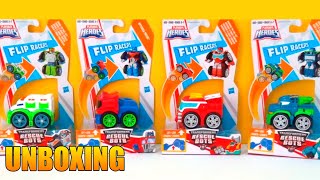 Transformers Rescue Bots Flip Racers Optimus Prime Heatwave amp Medix  Unboxing [upl. by Inesita]