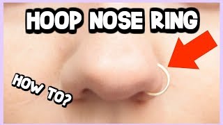 HOW TO PUT IN A HOOP NOSE RING  HELPFUL TRICK [upl. by Ramu957]