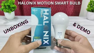 Halonix Motion Sensor Bulb💡 Halonix Neo Radar SmartBulb  Unboxing amp Demo  15 Feet Range [upl. by Lexine]