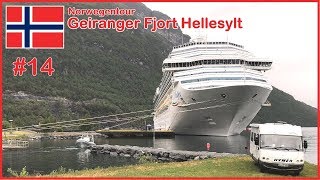 Geiranger Fjord Campingplatz Hellesylt Anlegemanöver Kreuzer Costa Pacifica u Mein Schiff 4 [upl. by Hun]