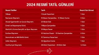 2024 YILI RESMİ TATİL VE DİNİ GÜNLER [upl. by Fenella]