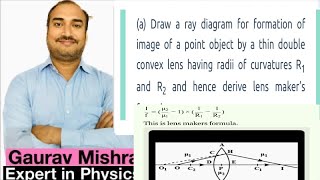 Draw a ray diagram for formation of image of a point object by thin double convex lens having radii [upl. by Cerell965]