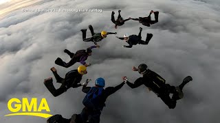 Video shows skydivers scramble as plane stalls midair l GMA [upl. by Fries364]