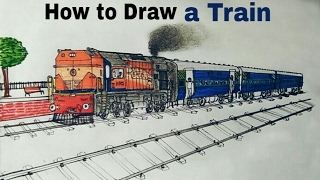 How to Draw a Train  Locomotive class WDM2  ARTIST MUNDA [upl. by Nimzaj]