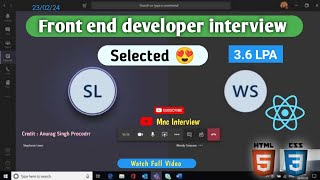 Fresher  Front end developer interview 2024  web developer interview  Reactjs developer interview [upl. by Tirreg470]