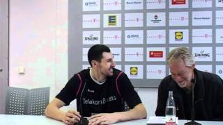 Pressekonferenz Telekom Baskets Bonn vs Okapi Aalstar 7163 01022012 [upl. by Annahsit233]