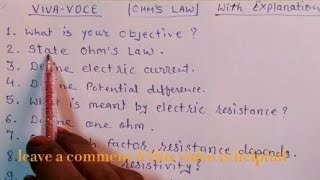 Viva voce question answer with explanation for OHMS law [upl. by Oakes]