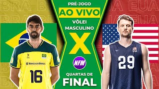 🇧🇷 BRASIL X ESTADOS UNIDOS 🇺🇸  OLÍMPIADAS VÔLEI MASCULINO PRÉJOGO AO VIVO COM IMAGENS DO ESTÚDIO [upl. by Aymer]