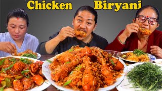 Chicken Chilli Chicken Biryani Onion Raita Saunf Saag Mukbnag HimaLiFoodie [upl. by Oivaf]