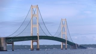 Driving across the Mackinac Bridge  Michigan [upl. by Hospers610]