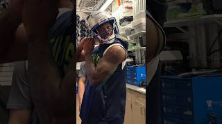 The guys try on their Throwback helmets  Seahawks Shorts [upl. by Sulrac]