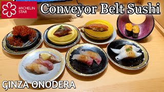 Michelin Starred Conveyor Belt Sushi Restaurant Ginza Onodera [upl. by Ellekcim939]