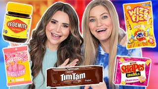 TRYING FUN AUSTRALIAN SNACKS w iJustine [upl. by Yorztif]