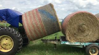 962024hauled 2 new  2 old hay bales from hayfield to house using small trailer30 minutes [upl. by Morentz]