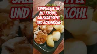 Rinderbraten mit Knödel Salzkartoffel und Rosenkohl [upl. by Omora]