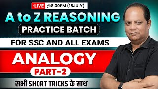 Analogy For SSC  A to Z Reasoning  Part 2  SSC CGL 2024 Reasoning Classes By Parwez Sir [upl. by Shermy]