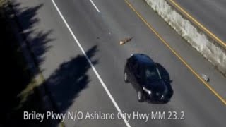 Tennessee Driver Runs Over Large Log Dropped From Unsecured Load On Pickup Truck [upl. by Aehtela734]