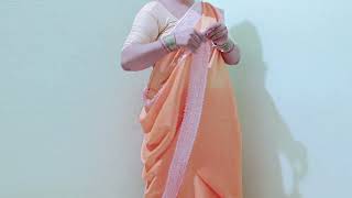 bengali style new saree how to wearing  bengali style orange colour saree draping [upl. by Yllier]