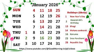 January Calendar 2026 januarycalendar2026 [upl. by Kus]