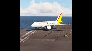 Super Rare Scary Take Off Airbus A318 Germanwings from Aircraft Carrier [upl. by Ayiak107]