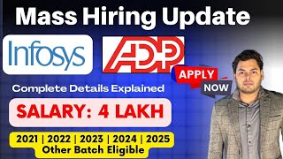 Infosys Recruitment  ADP Hiring  Latest Off Campus drive 2025 2024 2023 2022 2021 Batch [upl. by Cranston]