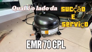 Compressor Embraco EMR 70 CLP R 600 qual é o cano de sucção e qual é o cano de serviço [upl. by Weisbrodt]