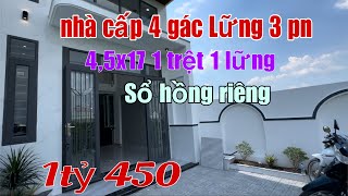 Bán căn nhà cấp 4 gác lững gần ngã ba mỹ hạnh45x17m sổ hồng riêng 1tỷ 450 triệu [upl. by Sucramad890]