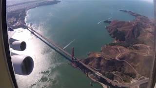 United 747 Farewell SFO Departure with Golden Gate Bridge Flyby [upl. by Mendoza266]