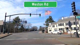 ⁴ᴷ⁶⁰ Driving Weston Road in Wellesley Massachusetts [upl. by Adaline]