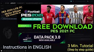 How to Install eFootball PES 2021 in PC for free  Full English Tutorial  Windows 10 Football Game [upl. by Nalhsa]