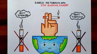 No Smoking Drawing  World No Tobacco Day poster  How to Draw Anti Tobacco drawing  Stop Smoking [upl. by Jacqueline]