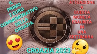 CROAZIA 2023  IL PRIMO 2 EURO COMMEMORATIVO INTRODUZIONE DELLEURO IN CROAZIA QUANTO VALE [upl. by Alleda]