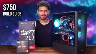 BEST 750 Gaming PC Build Guide  RX 7600 Ryzen 5 5600X w Benchmarks [upl. by Yelrebmik861]