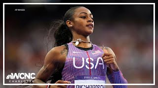 ShaCarri Richardson saves US women from near relay collapse [upl. by Anawik218]