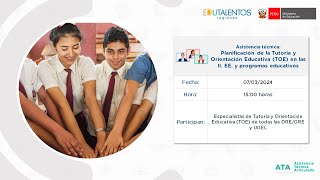 Planificación de la Tutoría y Orientación Educativa TOE en las II EE y programas educativos [upl. by Elletnwahs]