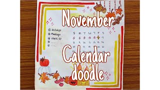 Make November calendar doodle with me fall doodlesimple and creative Doodles [upl. by Akirdnuhs]