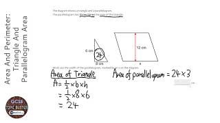 Area And Perimeter Triangle And Parallelogram Area Problem Grade 3  OnMaths GCSE Maths Revision [upl. by Cordle525]