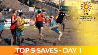 Top 5 Saves  Day 1  EHF Beach Handball Champions Cup [upl. by Yasu]